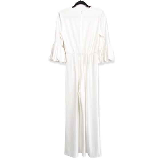 Marina Bell Sleeve Jumpsuit in White, Size 6 - Picture 3 of 7